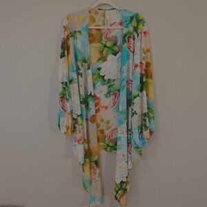 Melissa McCarthy Floral Kimono Cardigan Size 2X Lightweight & Sheer